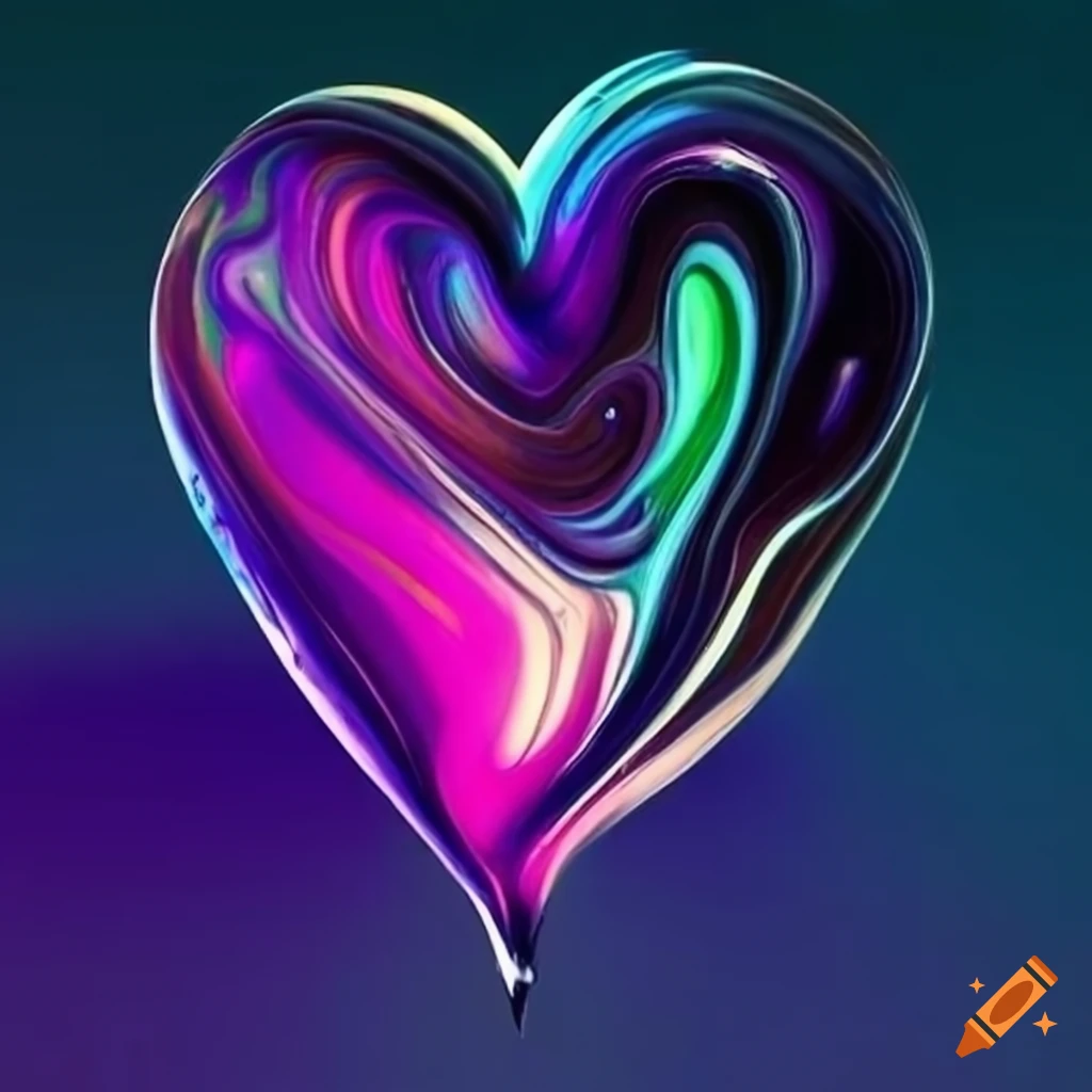 logo design with pouring paint and heart at the end