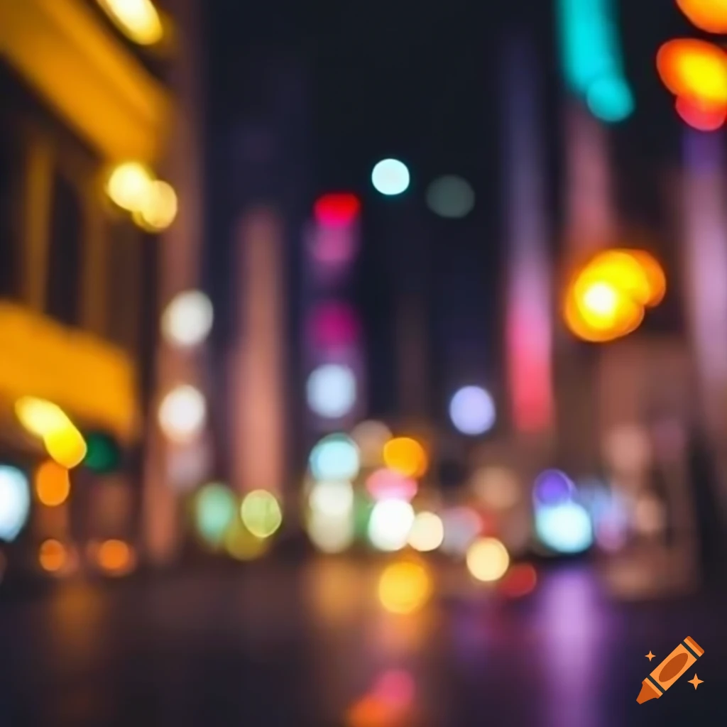 out of focus cityscape at night in vibrant colors