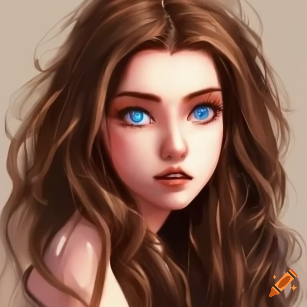 Portrait Of A Queen With Long Wavy Brown Hair And Blue Eyes 1222
