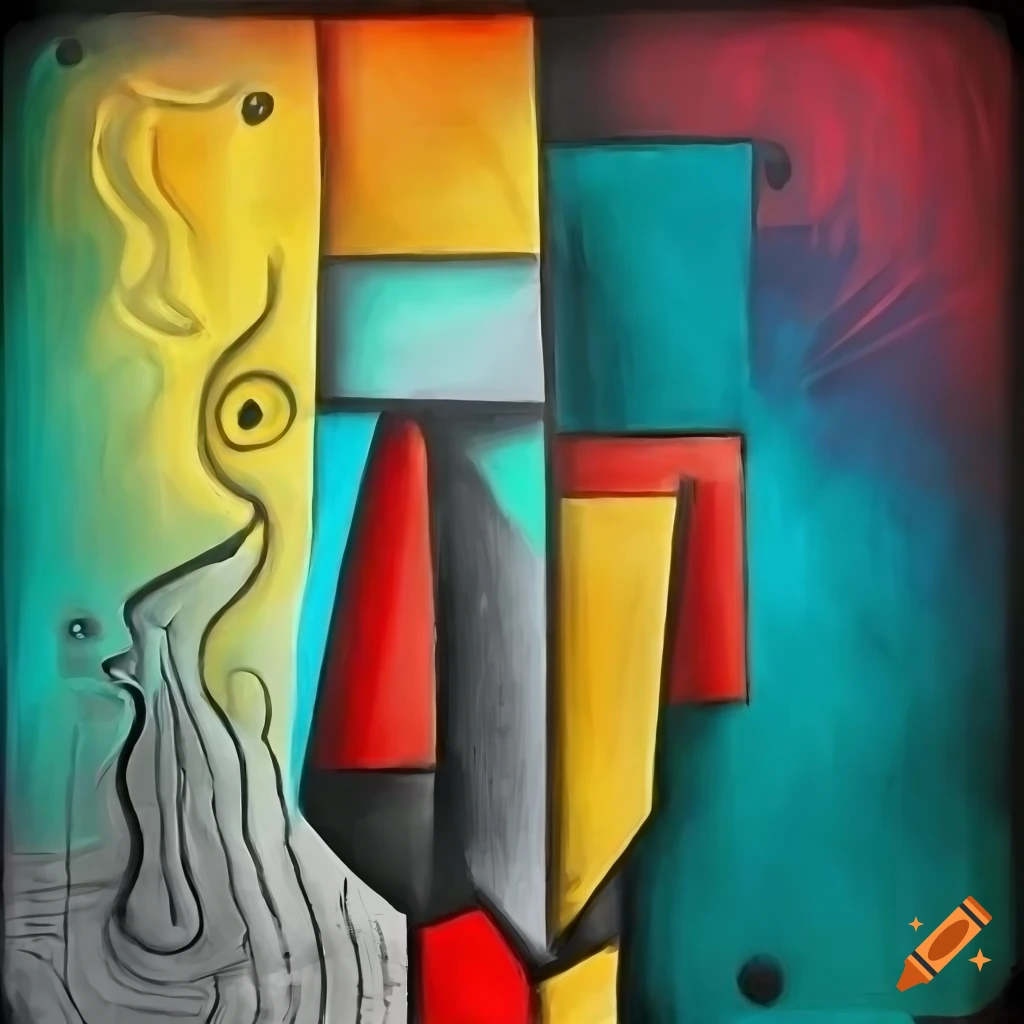 Black And White Expressive Cubist Surrealistic Artwork On Craiyon