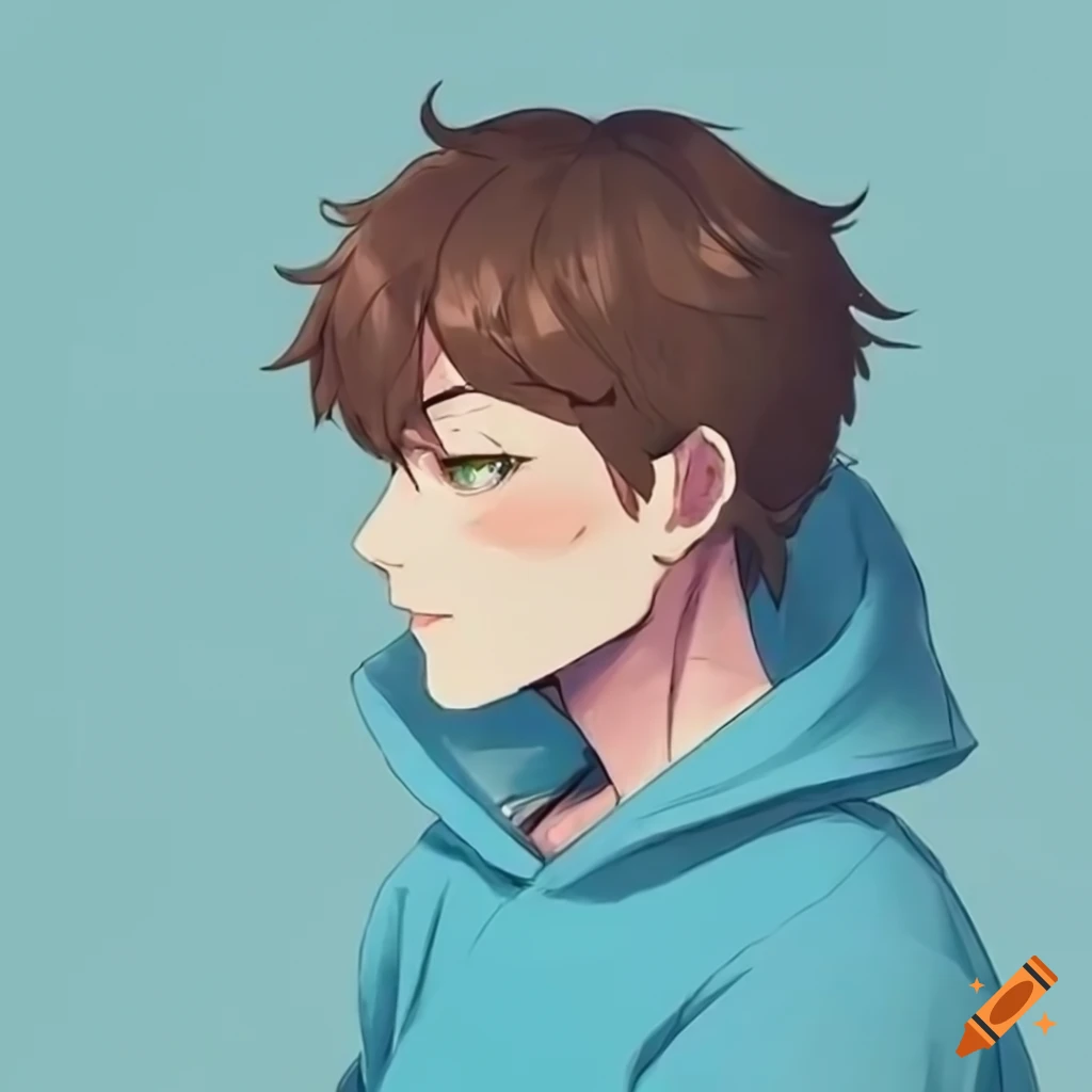 animated profile picture of a man with sky blue hoodie