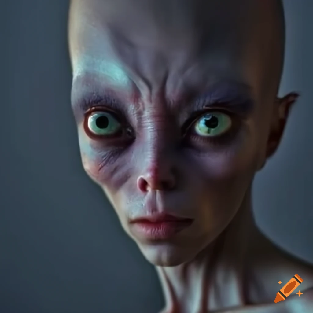 Portrait of a beautiful alien woman with 3 eyes
