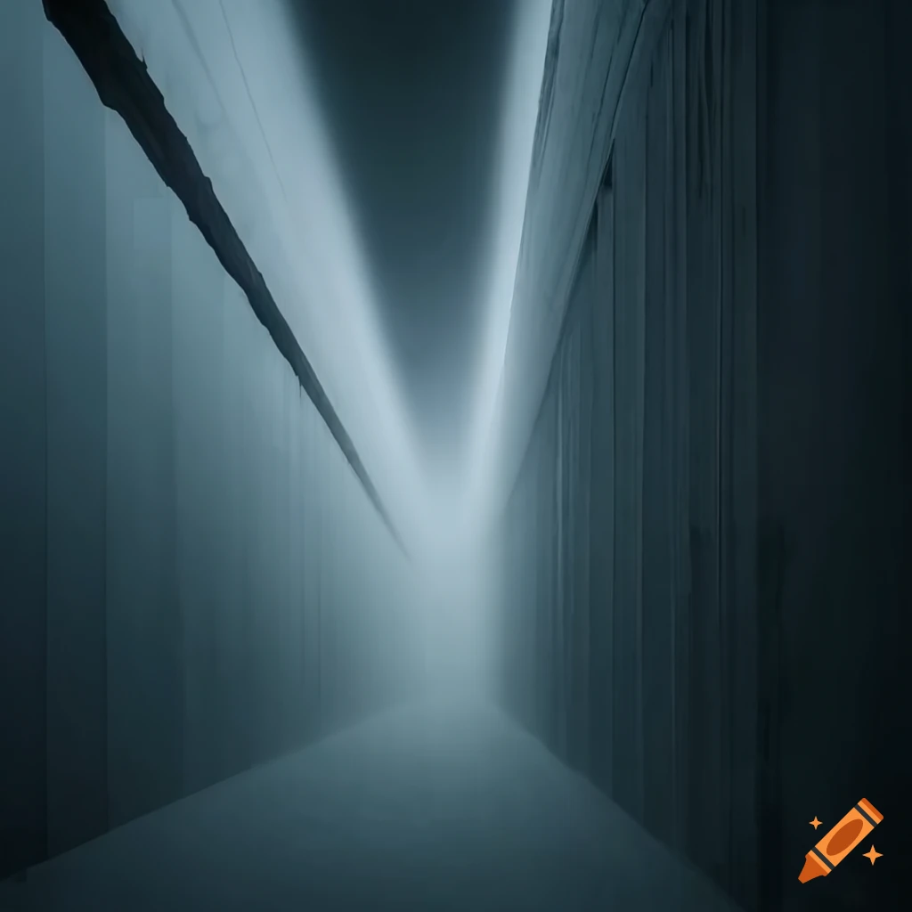 surreal corridor disappearing into darkness