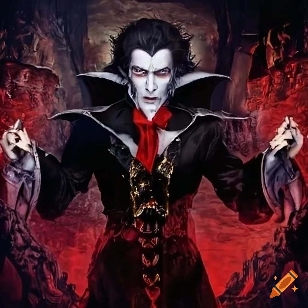 Dracula from castlevania symphony of the night with glam rock style