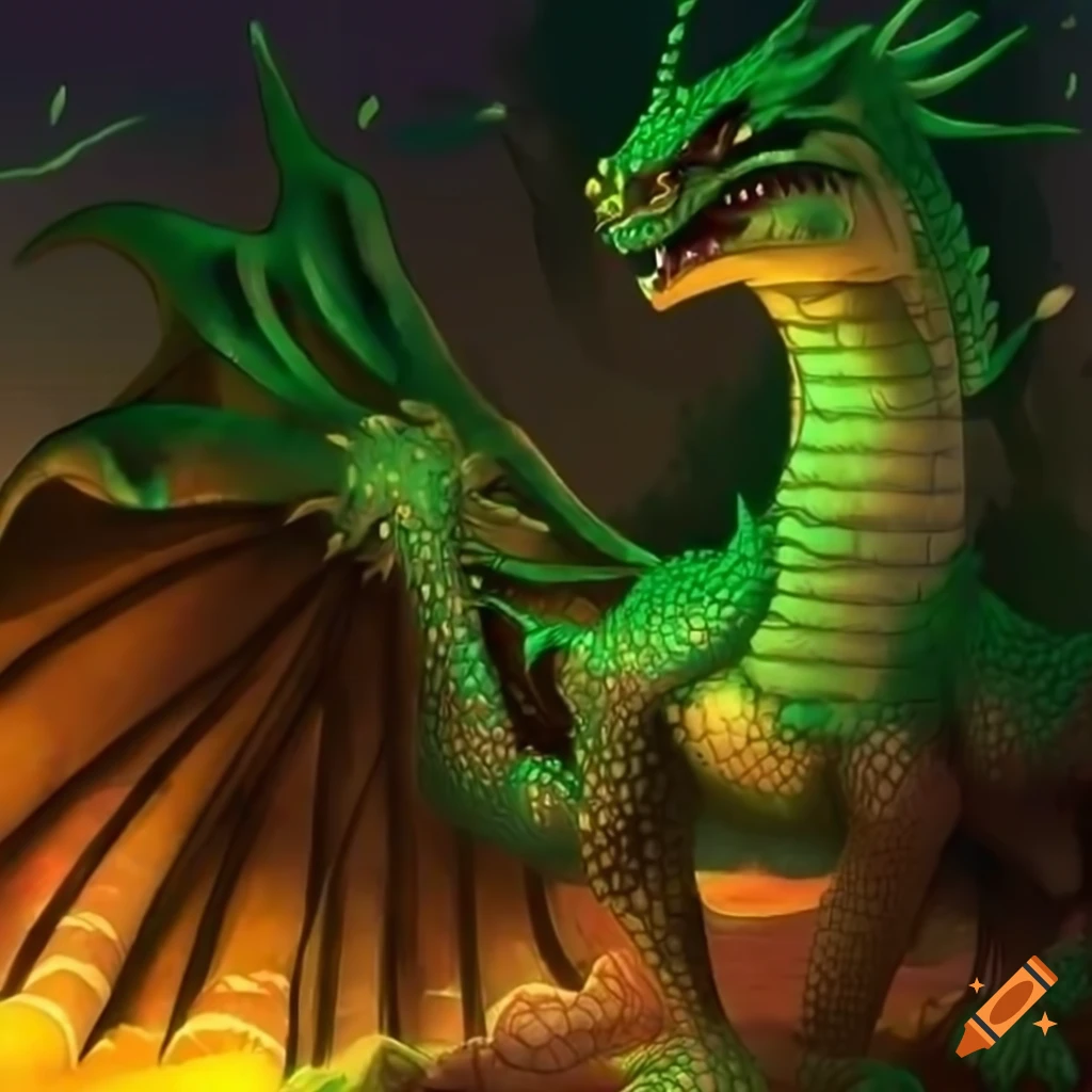 Cartoon forest dragon with scales