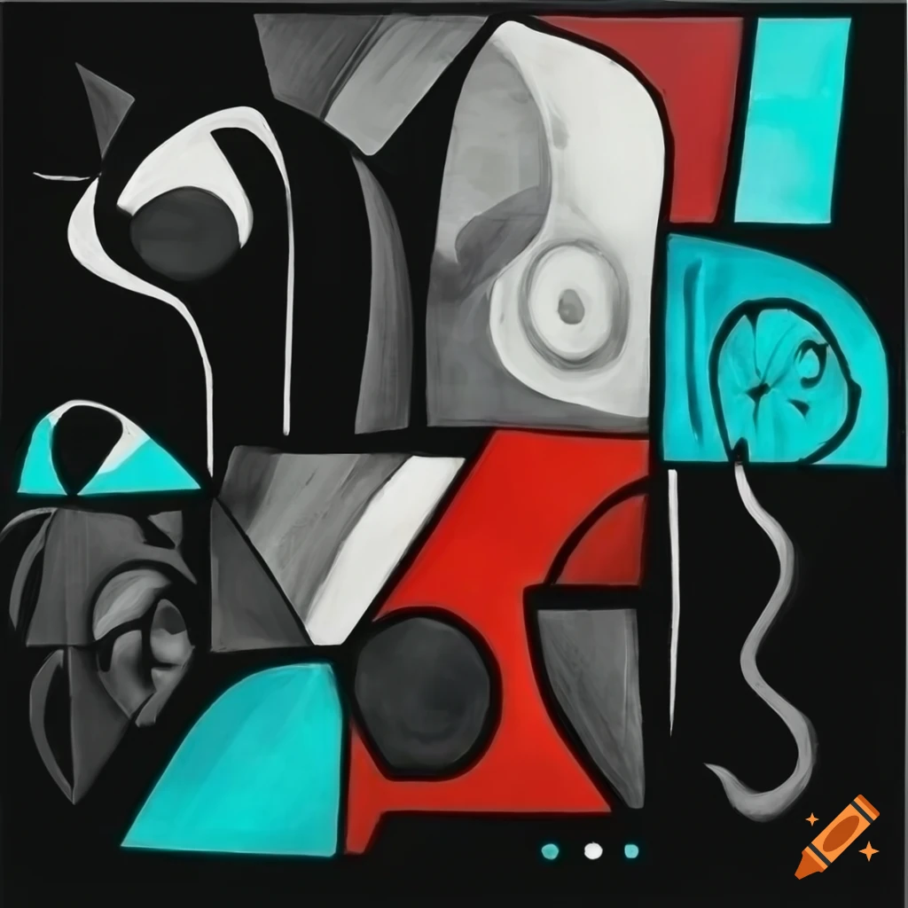 abstract black and white cubist artwork
