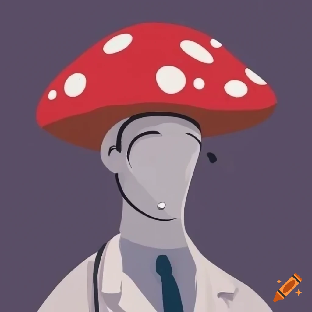 Minimalistic drawing of a doctor with a mushroom head on Craiyon