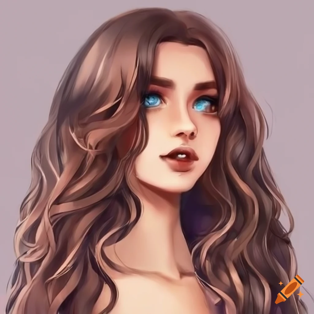 Portrait Of A Queen With Long Wavy Brown Hair And Blue Eyes On Craiyon