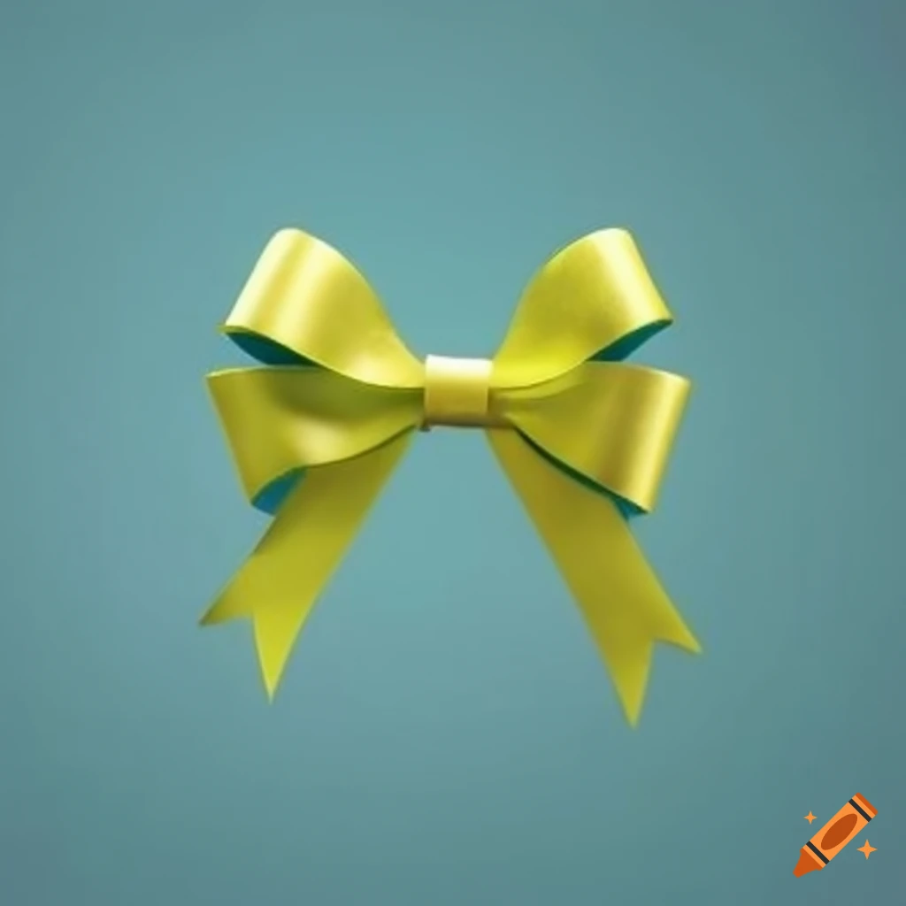 Cyan ribbon bow with a yellow accent on Craiyon