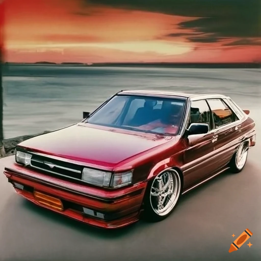 Highly detailed full color manga drawing of a lowered 1988 toyota camry ...