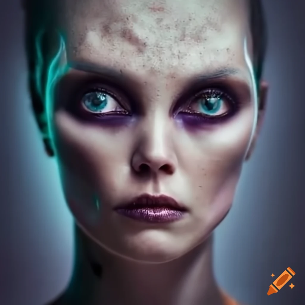 Portrait Of A Beautiful Alien Woman With 3 Eyes On Craiyon 