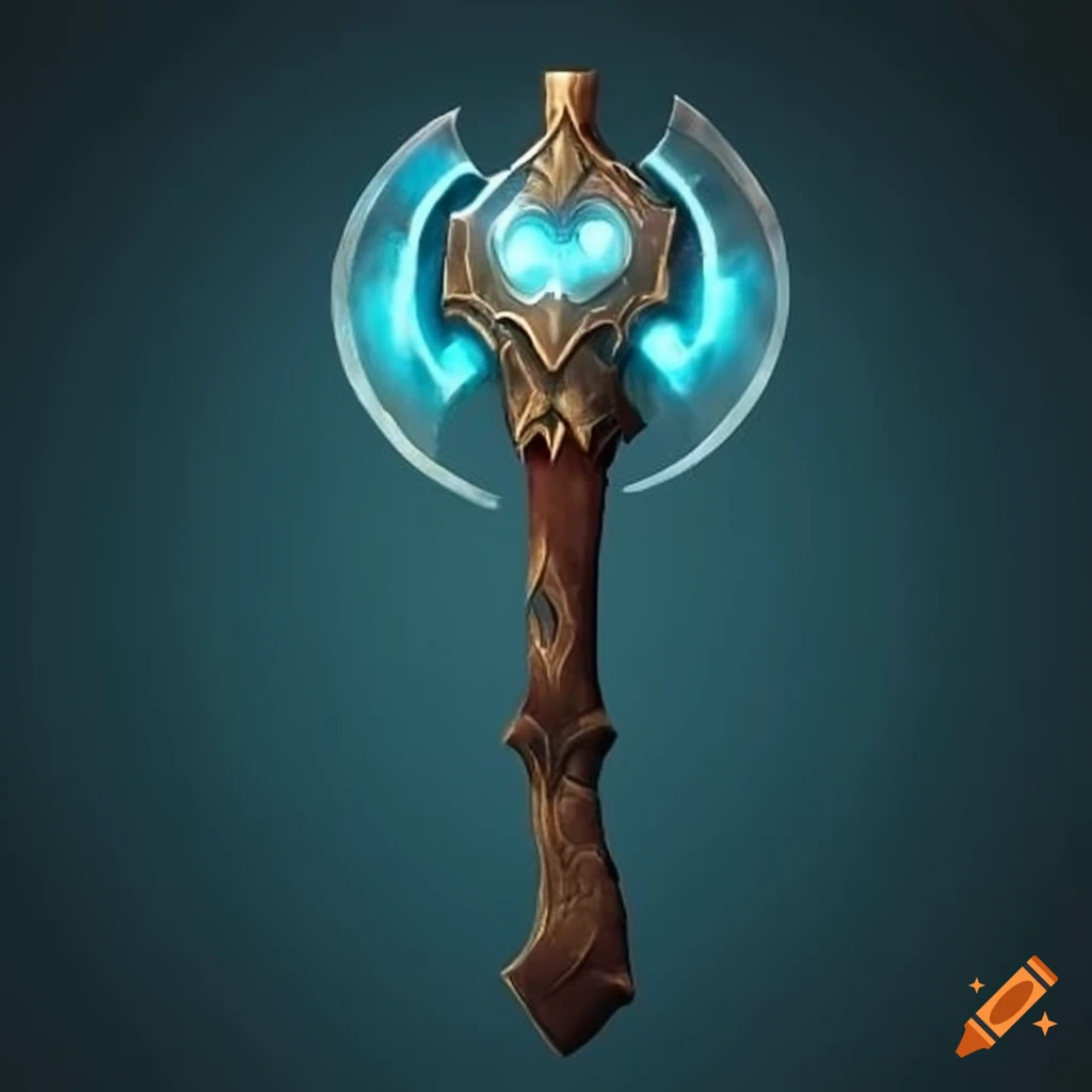 Image of a magic symmetric battle axe on Craiyon