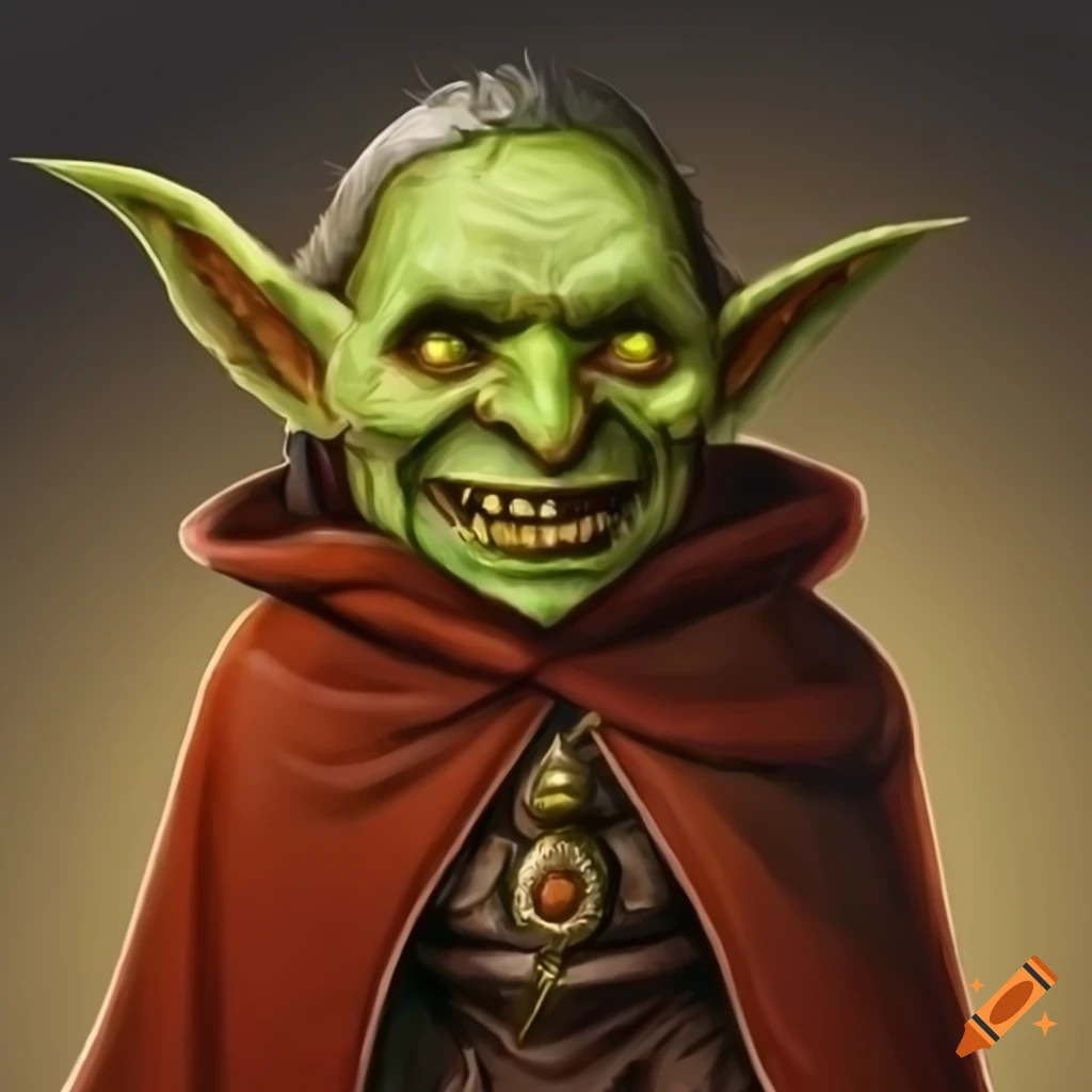Illustration of a goblin with golden teeth on Craiyon