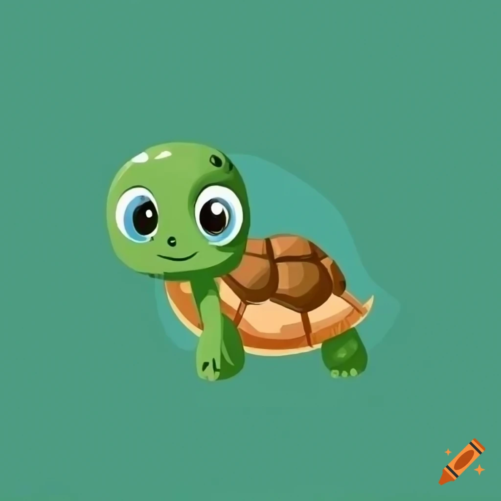 Cute cartoon tortoise illustration in doodle style on Craiyon