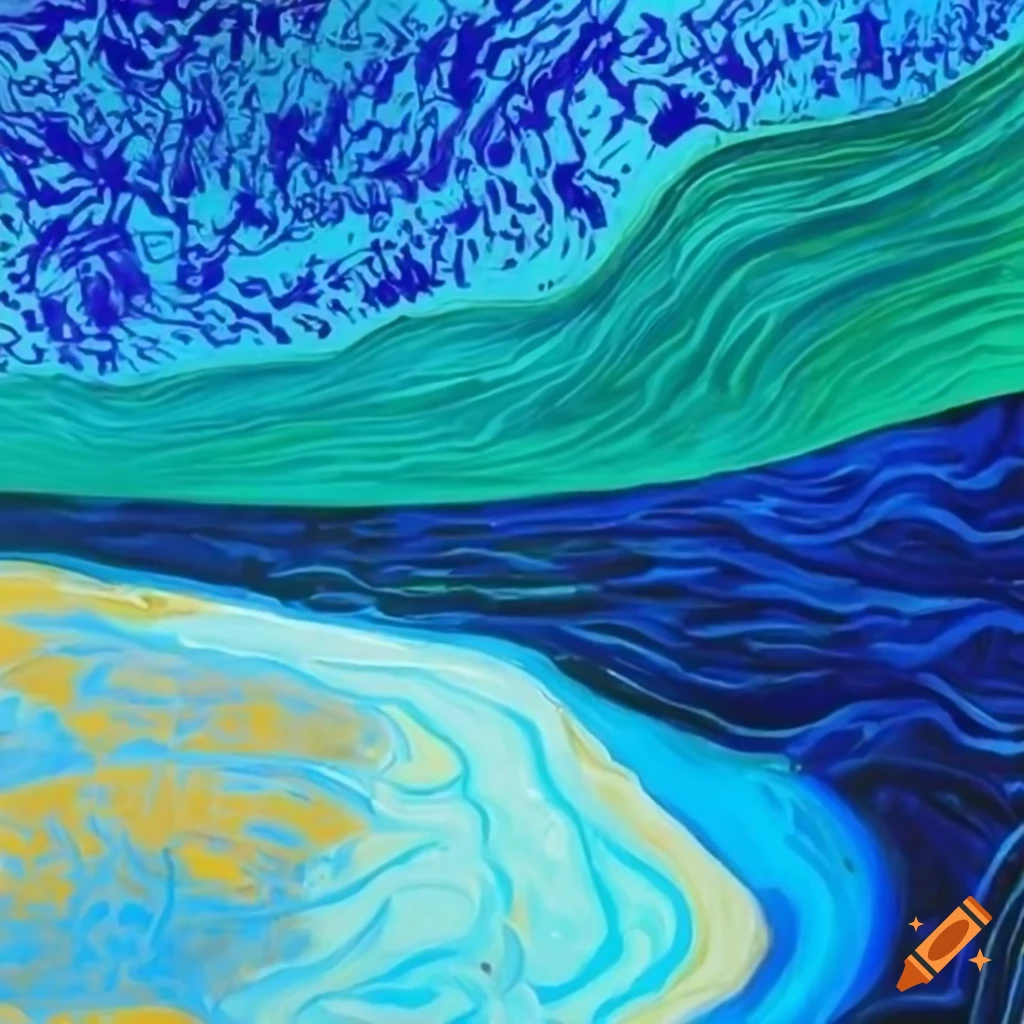 David hockney inspired art with waves on Craiyon