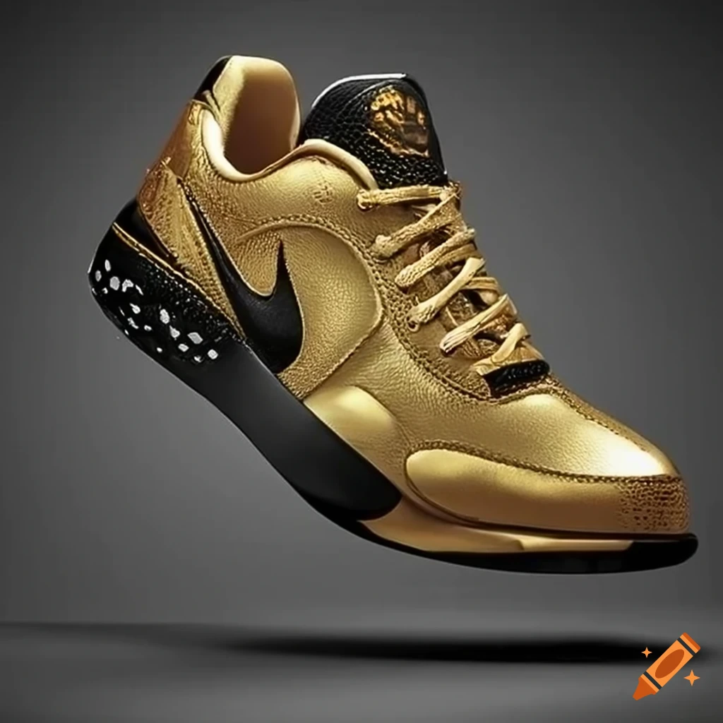 Gold and black jordan basketball shoes