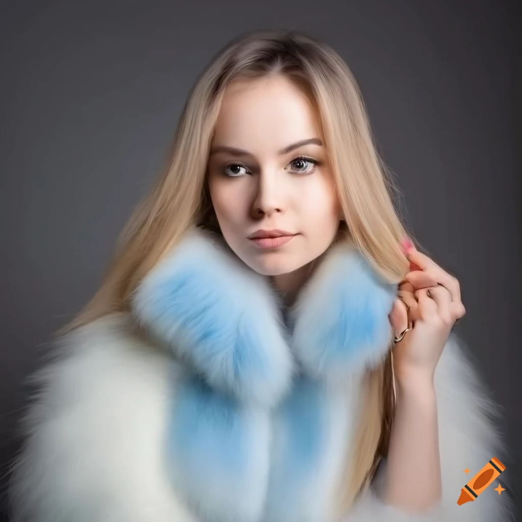 Stylish woman wearing a fluffy fur coat