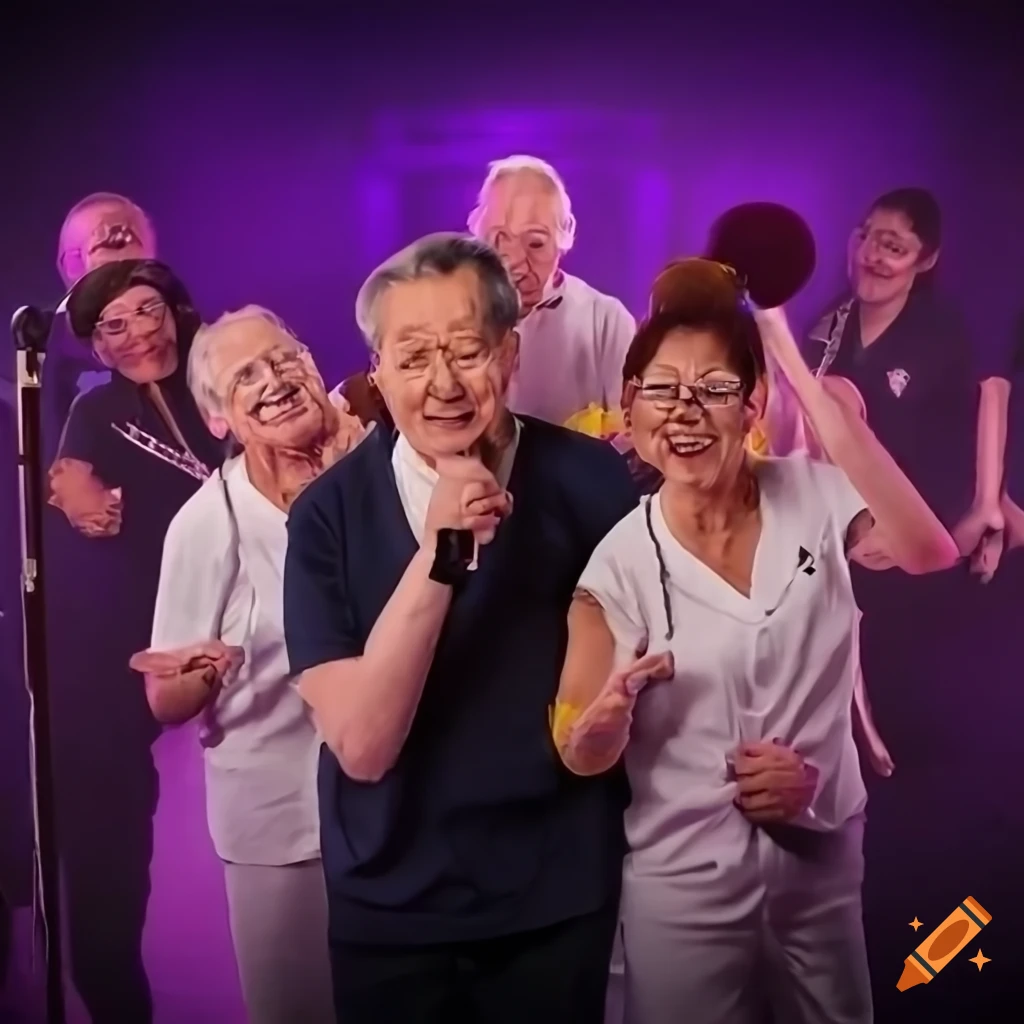 karaoke poster with the elderly and healthcare team