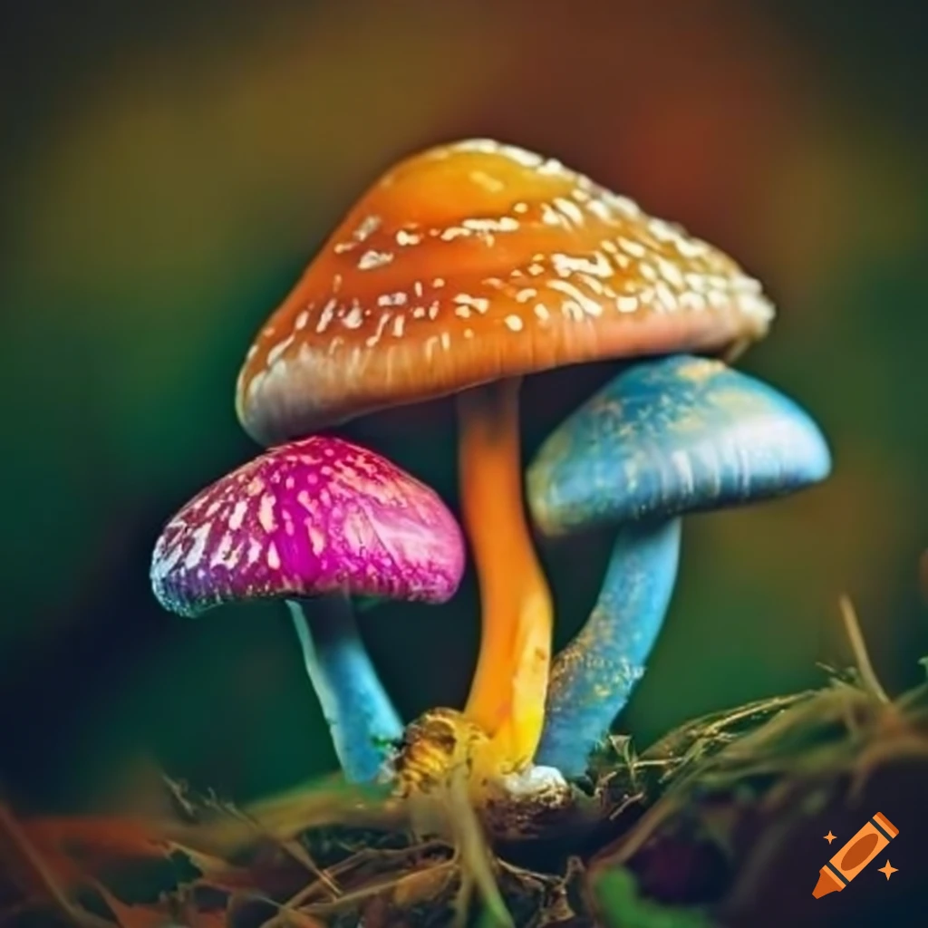 vibrant group of mushrooms