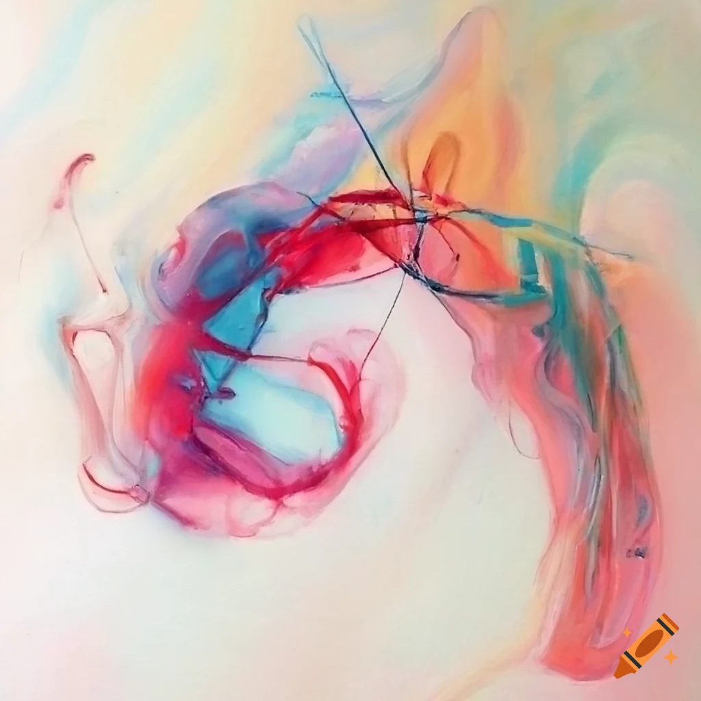 abstract painting of a string being cut