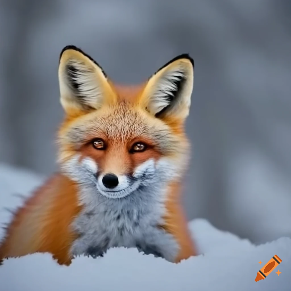 snow fox with stunning white fur