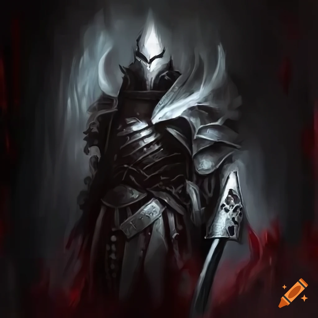 A blood death knight from a video game on Craiyon