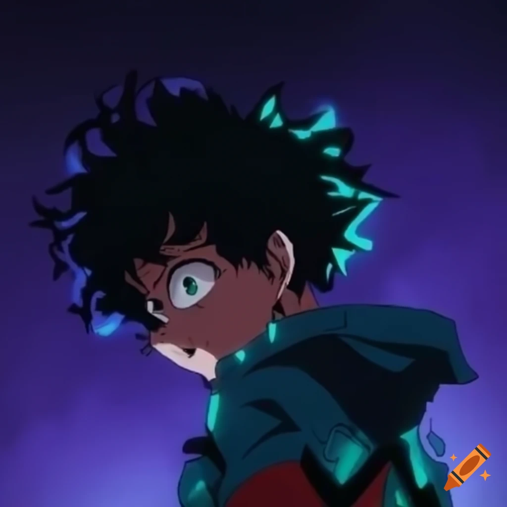 Art of deku with a purple aura on Craiyon