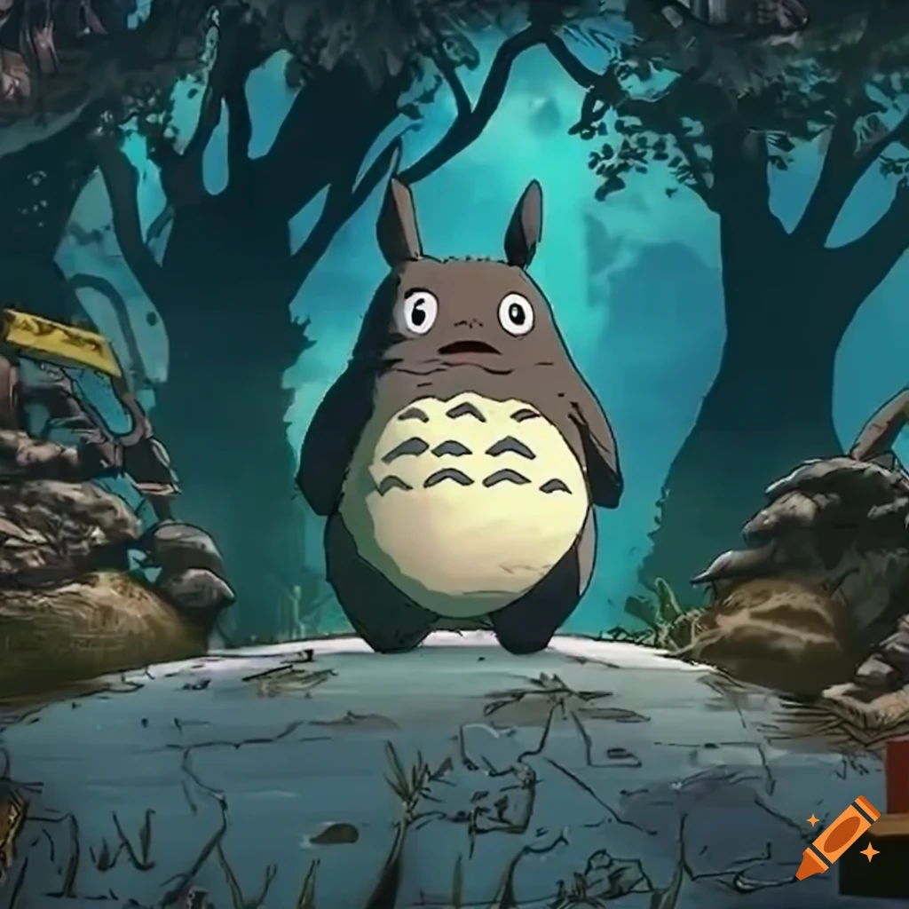 Unique topdown video game with totoro and blade runner vibes on Craiyon