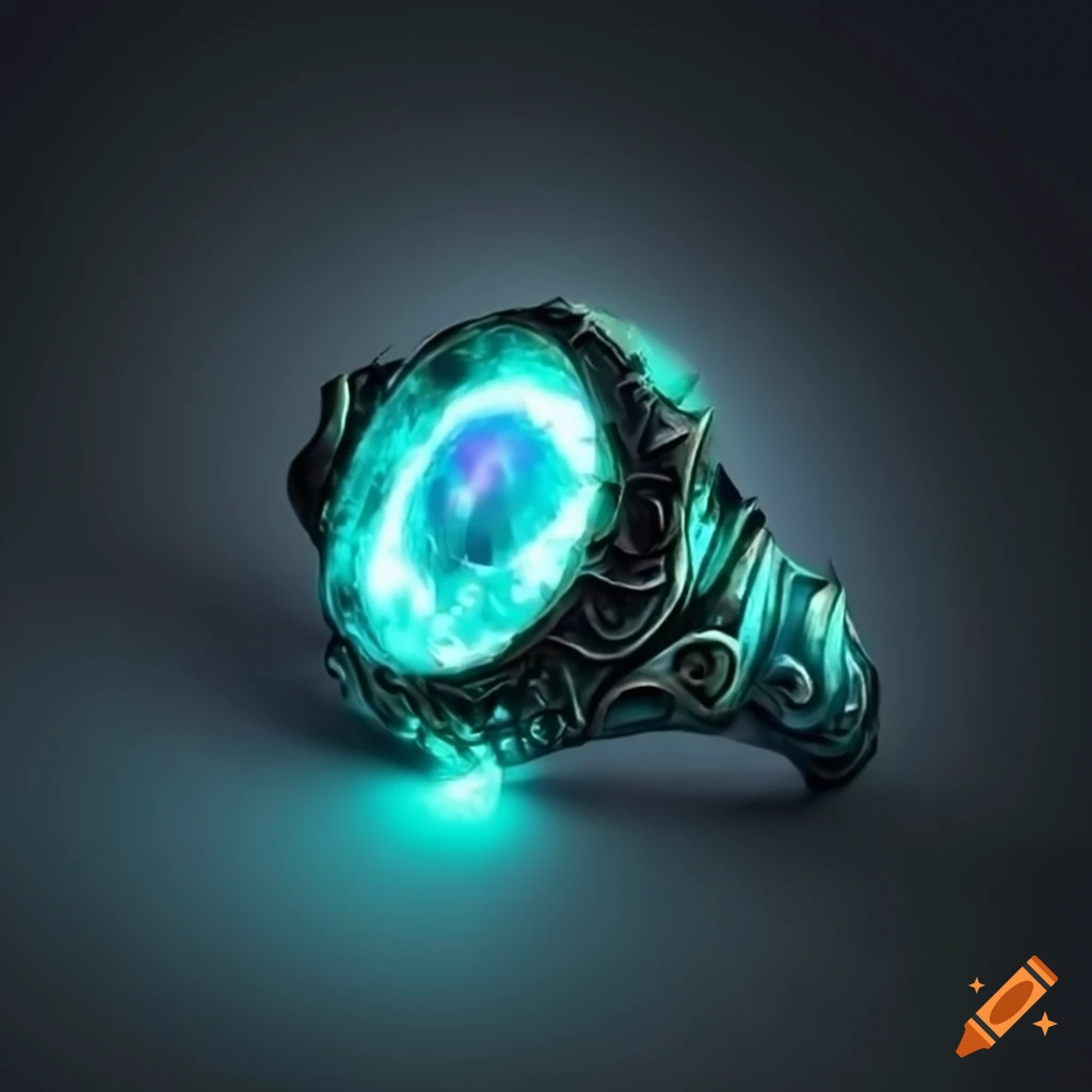 Beautiful fantasy ring in a moody rpg setting on Craiyon