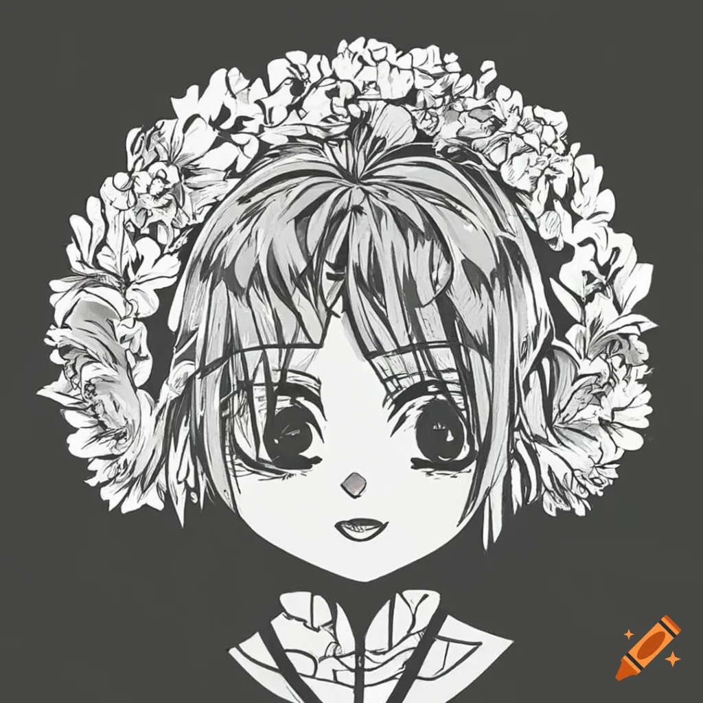 intricate anime character with cottagecore vibes