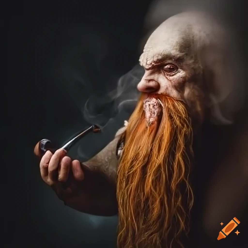 Fantasy dwarf with a smoking pipe on Craiyon