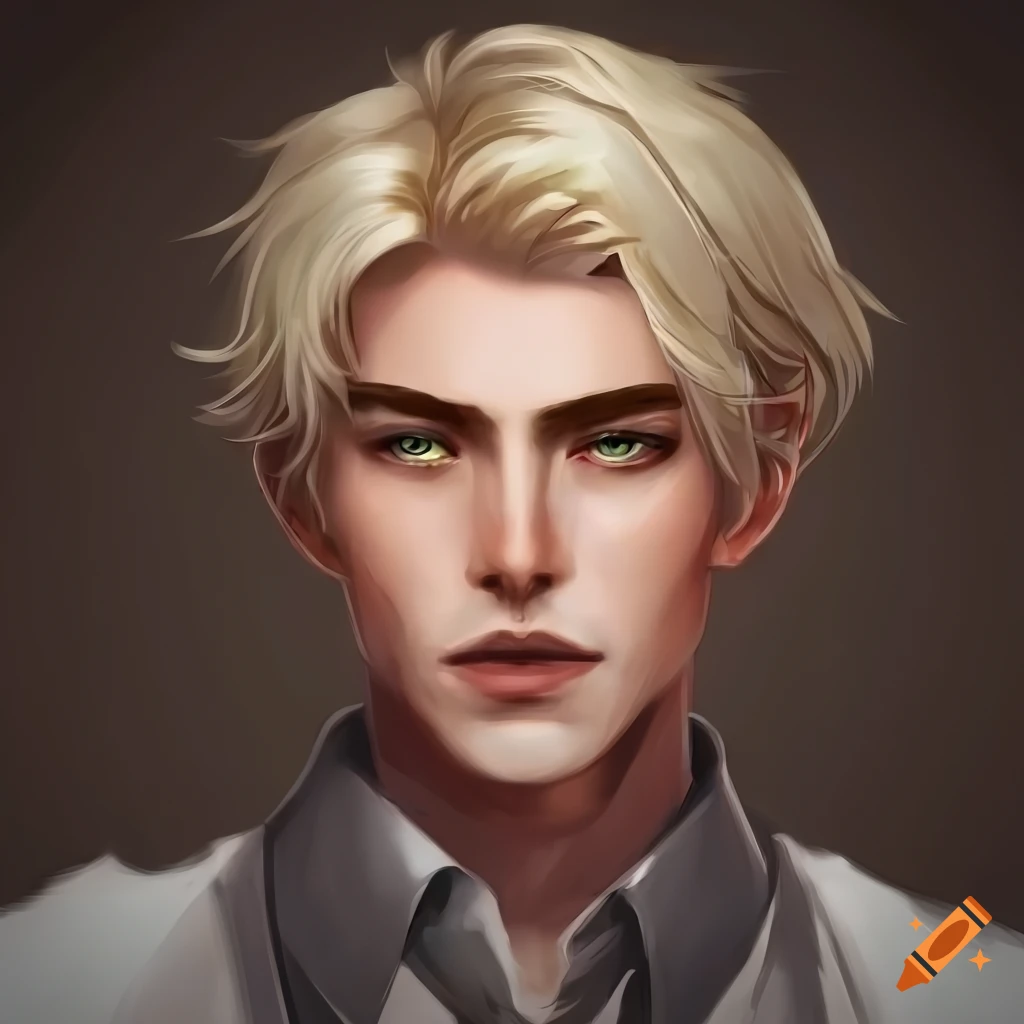 Detailed art of a man with blonde hair and brown eyes on Craiyon