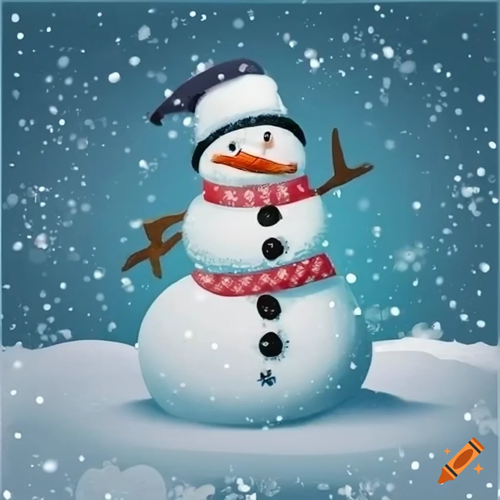 Snowman enjoying hot chocolate in the snow on Craiyon