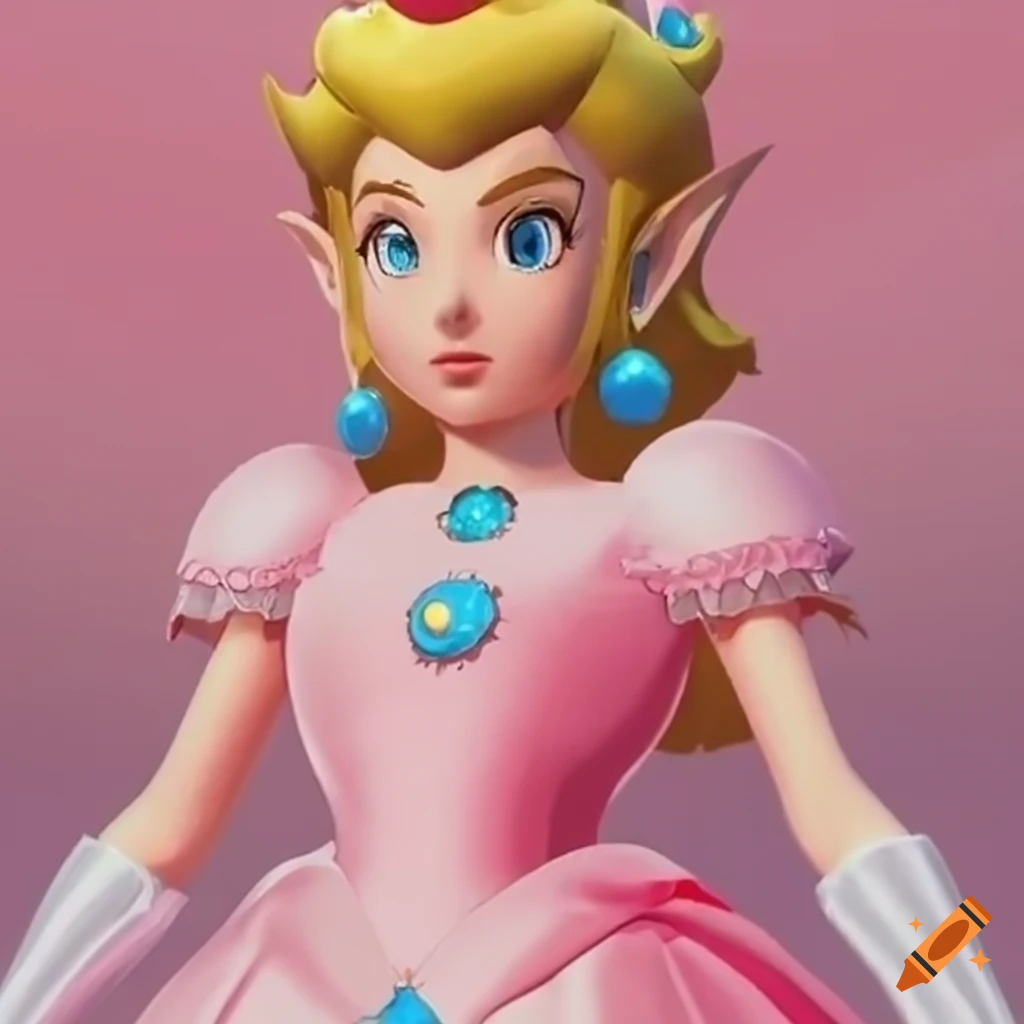 Cosplay of link in princess peach's gown on Craiyon