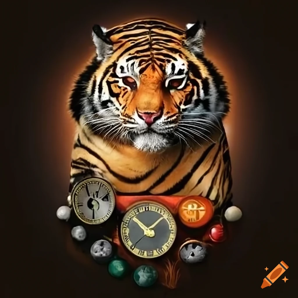 tiger with a clock