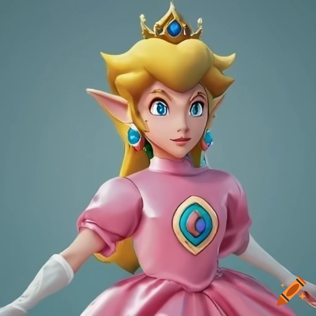 Cosplay of link in princess peach's pink silk ballgown on Craiyon
