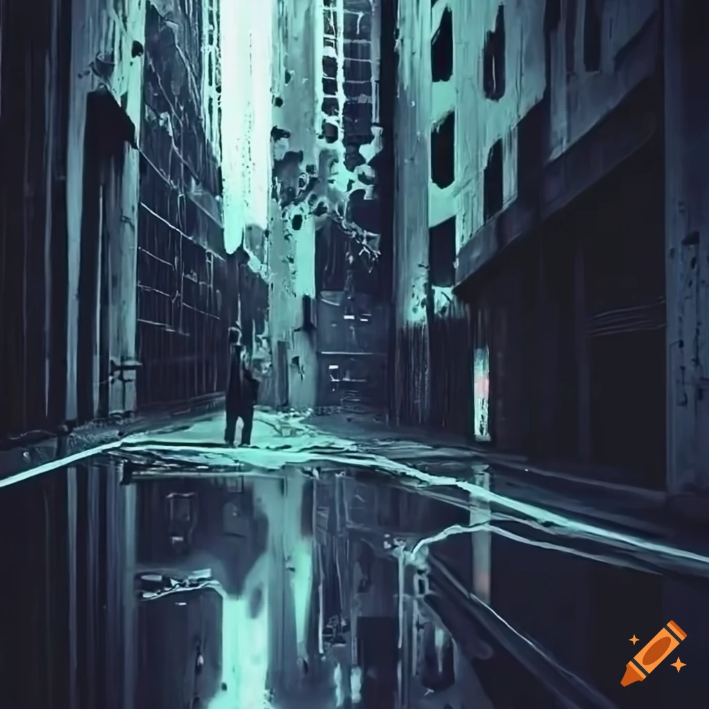 alley in the rain at night