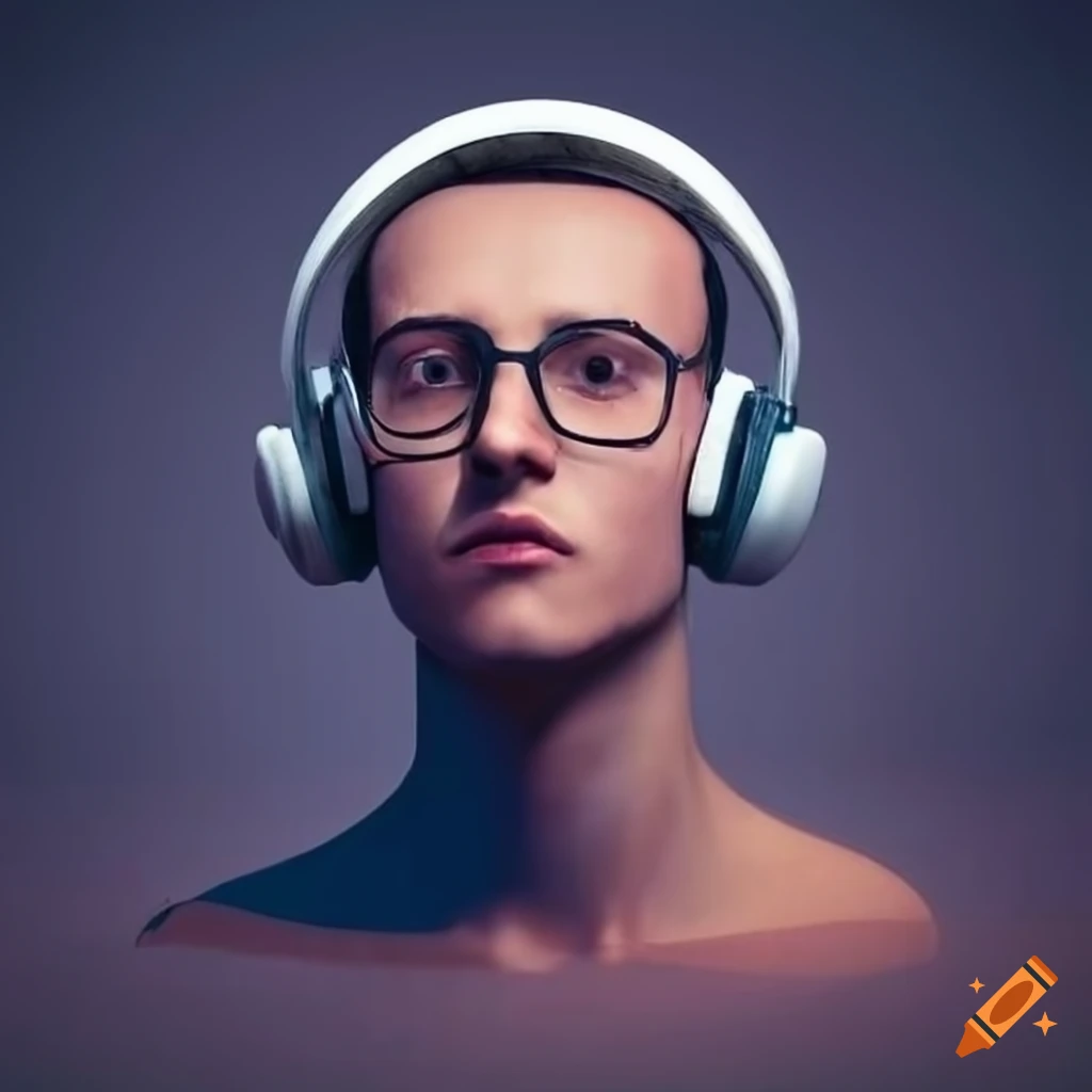 Man wearing headphones on Craiyon