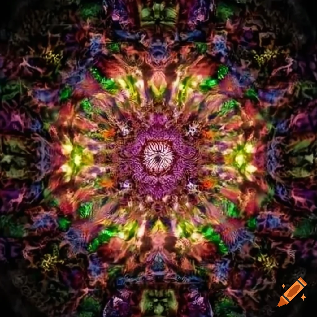 kaleidoscope image of an ostrich iguana