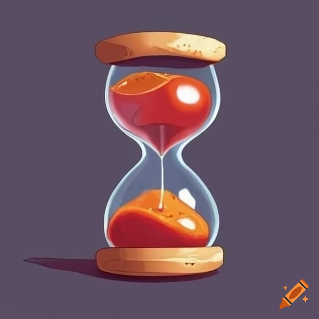 Hourglass filled with ripe tomatoes on Craiyon