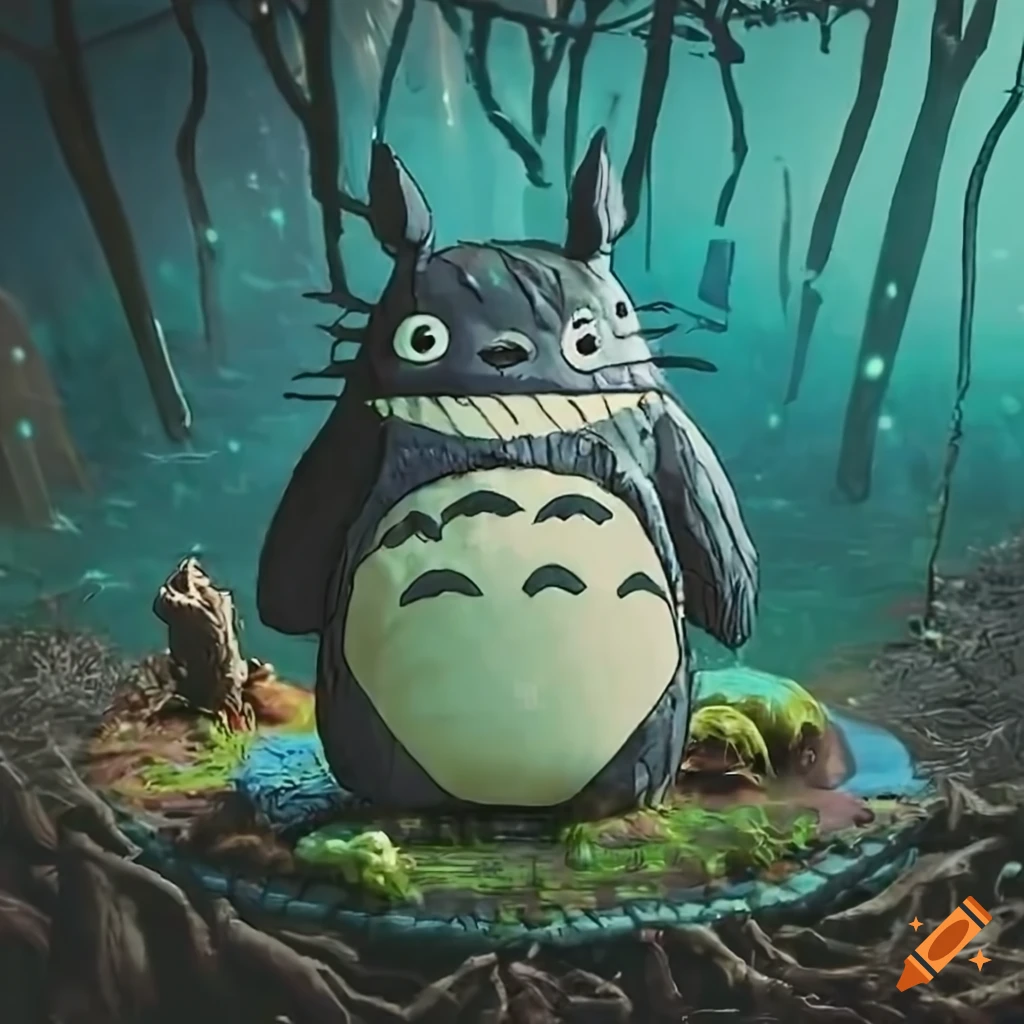 Totoro Blade Runner themed diorama