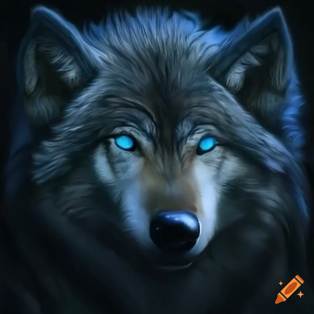 Fantasy wolf with captivating blue eyes on Craiyon