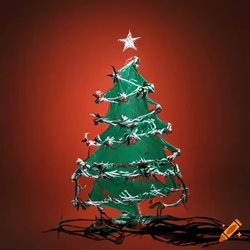 Christmas tree made of barbed wire on Craiyon