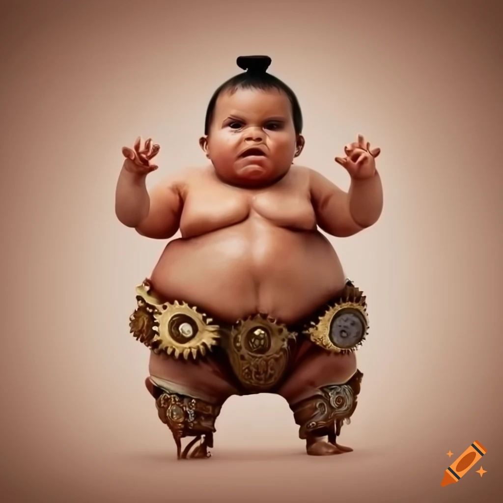 image of a cute steampunk sumo baby