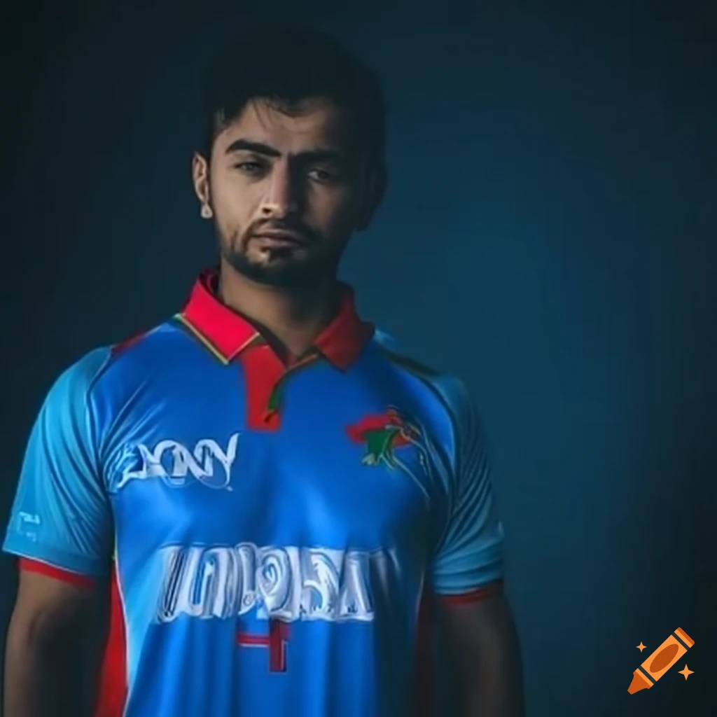 Amanullah afghan cricket team shirt on Craiyon