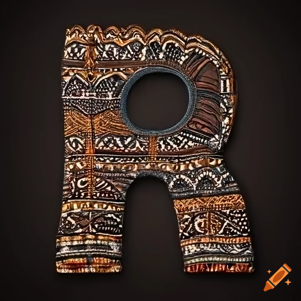 ultra realistic letter A with African folk motifs
