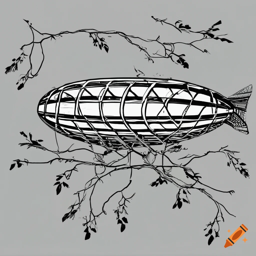 Fantastic Zeppelin airship paper plan. Futuristic or steampunk tattoo design.  Isolated vector collapsible composition Stock Vector Image & Art - Alamy