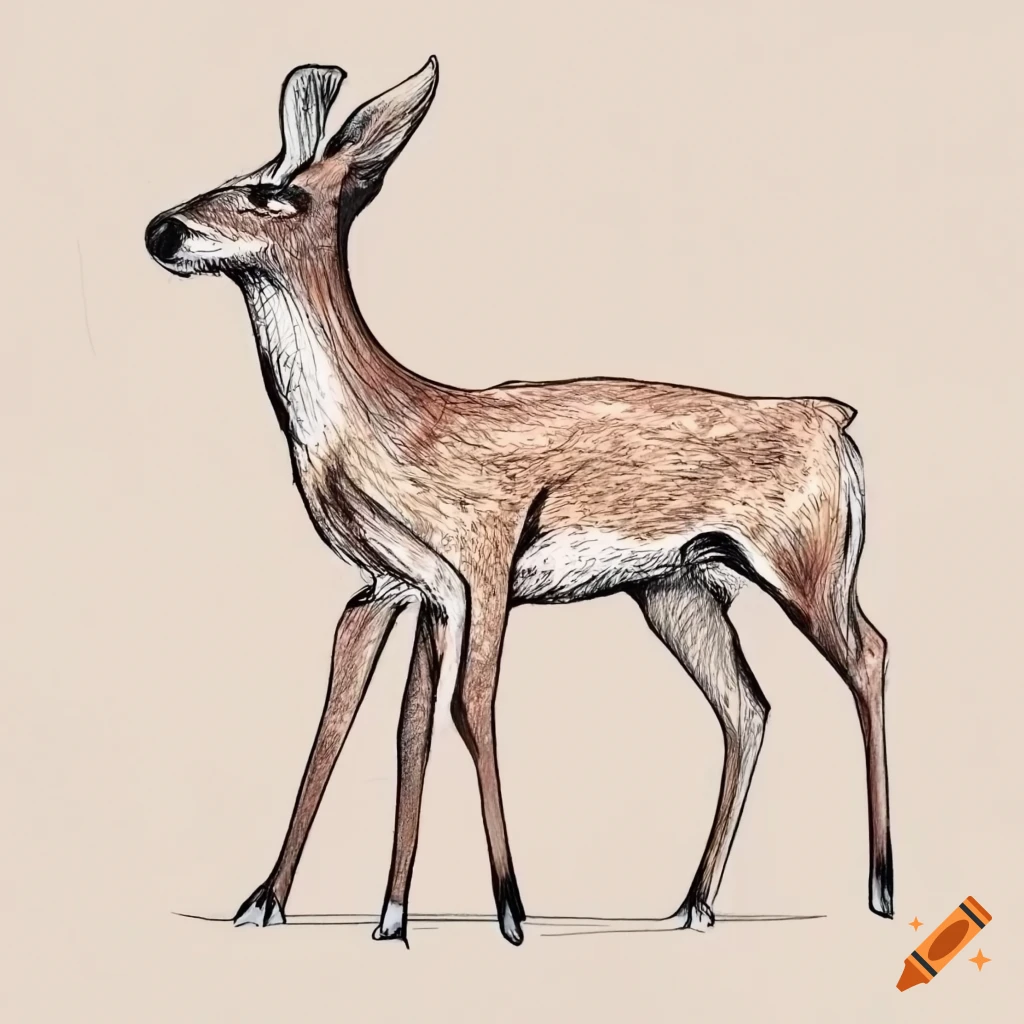 outline sketch of a deer looking at the camera