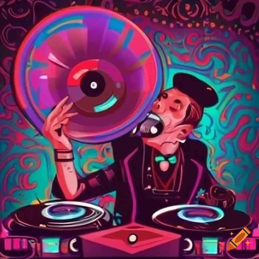 dj-spinning-vinyl-records-in-a-psychedelic-vaudeville-theater