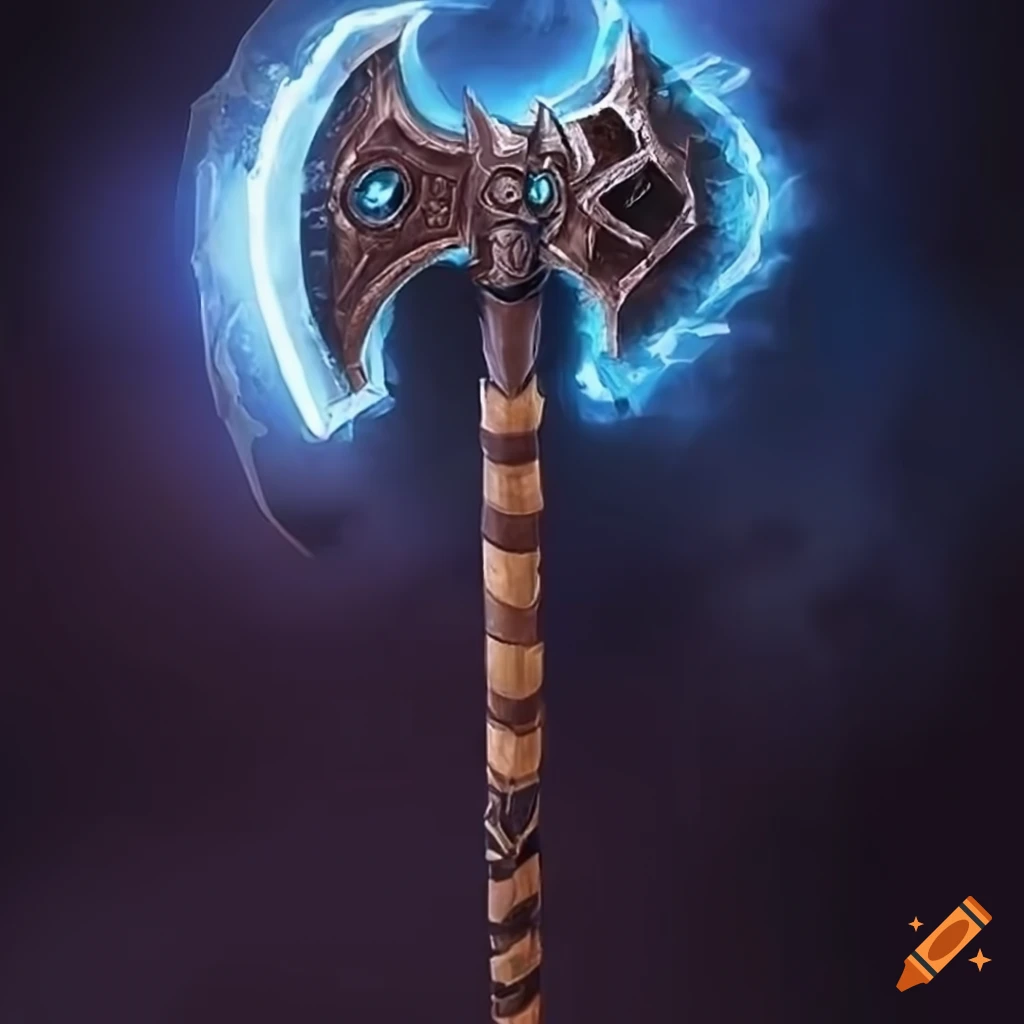 Image of a magical symmetrical battle axe on Craiyon